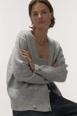 Love Stories Iris Gemütliche Strickjacke mit Knöpfen Grau Online